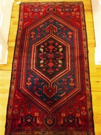 Vintage hand woven Persian Kurdish Bijar rug, 100% wool face, measures 3' 4" x 6'.