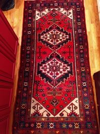 Vintage hand woven Persian Viss rug, 100% wool face, measures 3' 4" x 6' 7".