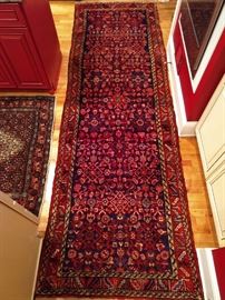 Vintage hand woven Persian Lilihan Sarouk runner, 100% wool face, measures 3' 5" x 10' 10".