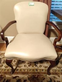 One of a pair of vintage leather Sherrill armchairs.