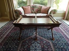 80's vintage couch - perfect for a fight on the set of "Dynasty", with Alexis & Krystle - vintage Bob Timberlake tray table.