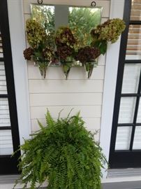 Nice mirrored flower holder, with fluffy Boston fern - Botox treatment extra!