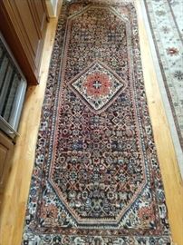 Vintage hand woven Persian Lilihan Sarouk runner, 100% wool face, measures 3.3 x 9.2.