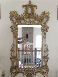 Gorgeous Italian gilt wood Chinoiserie Wall mirror, with all the bells and whistles. It really does have bells, look at the top - your jealous neighbors will whistle at it when they walk into your house!