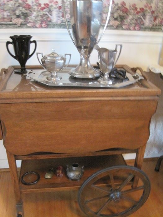 tea cart & silver plate