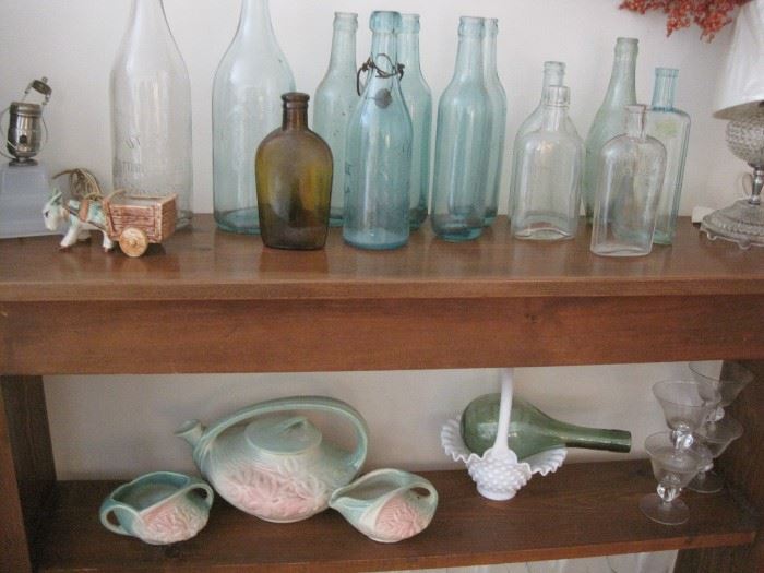 bottles, pottery & glass
