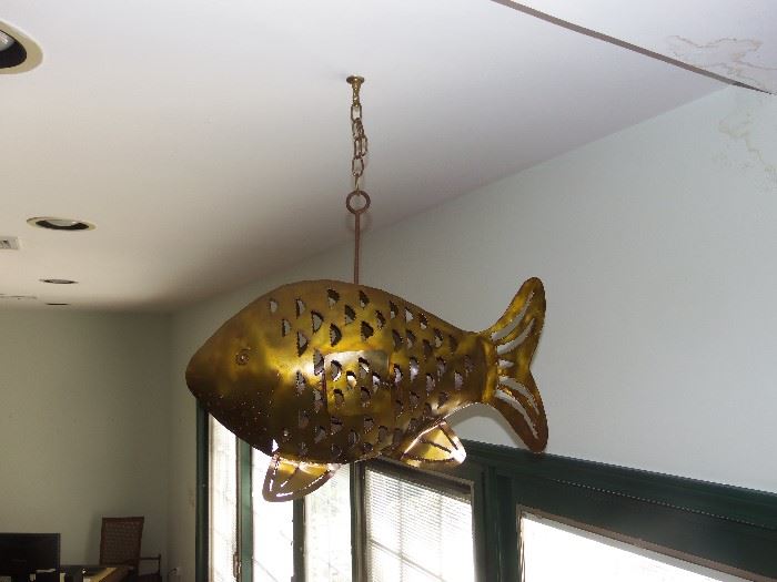 Very large brass hanging fish