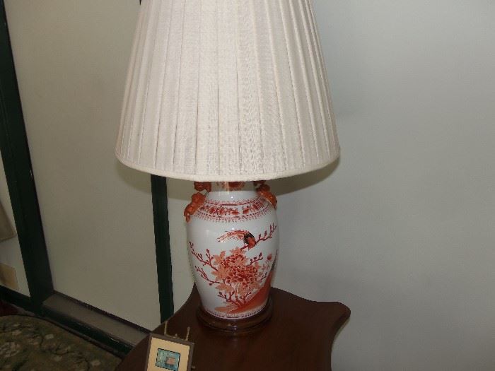 Asian style pair of table lamps