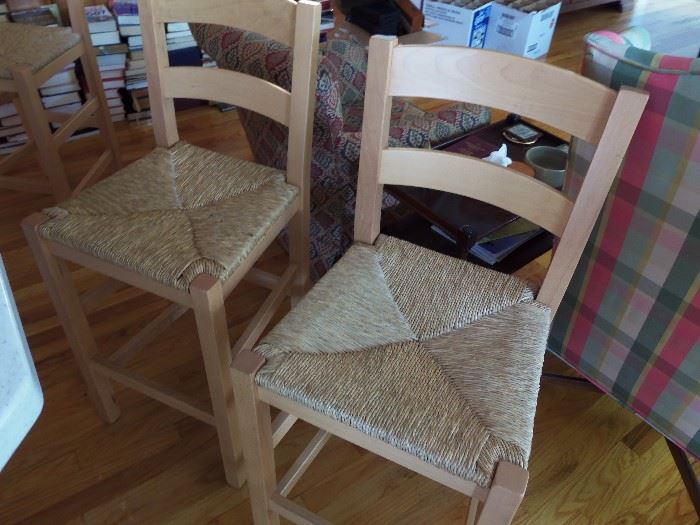 Wicker/pine bar height chairs