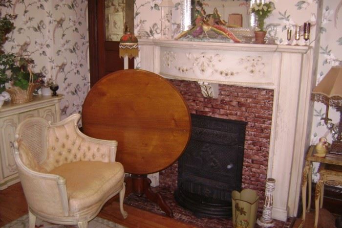 FIREPLACES ARE FOR SALE---VICTORIAN WALNUT TILT TOP TABLE