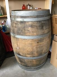 Large heavy wooden wine barrel 