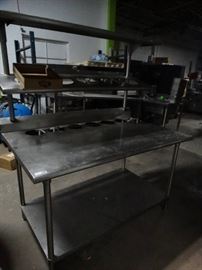 Stainless steel table w upper lower shelves