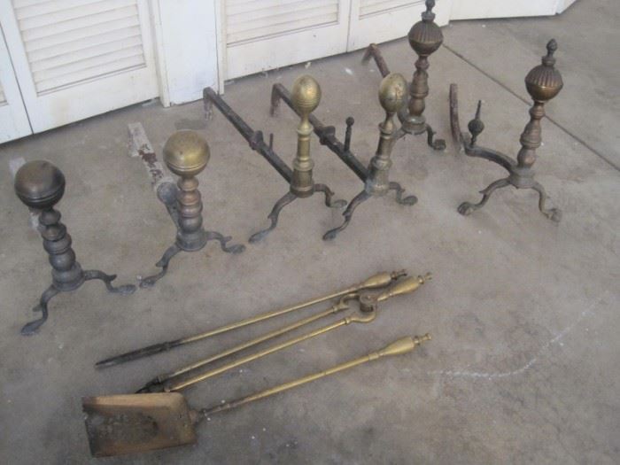 Antique Andirons & Fire Tools.