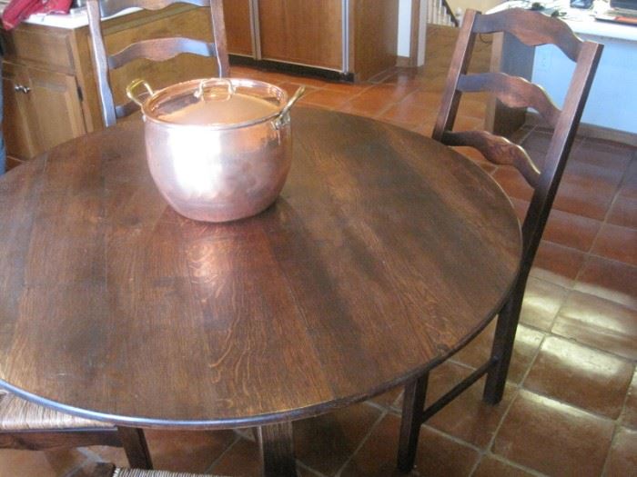 Tilt Top Breakfast Table with 4 Rush Seated Chairs.