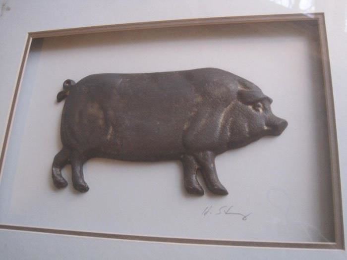 Mid Century Modern Harris Strong framed Pig.