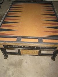 Large Antique Reversible Backgammon Table with 4 Drawers.