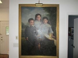 Large Late 1800s  Oil Painting  Family Portrait