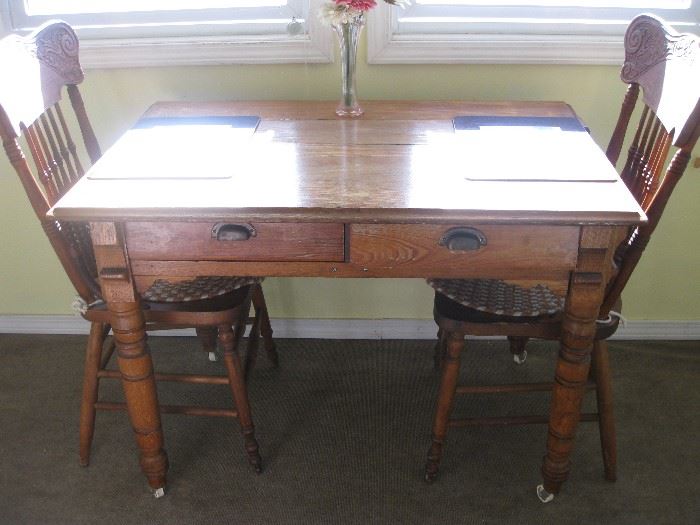 antique table chairs are 2 of 6