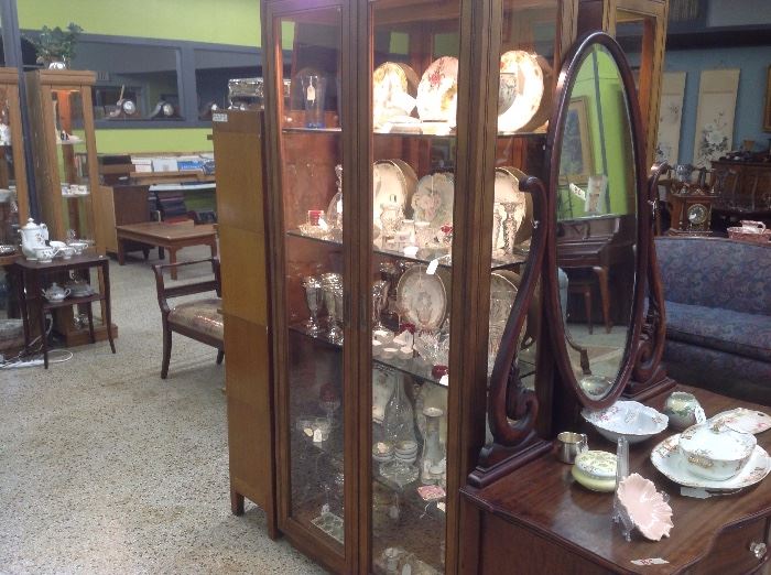 lighted cabinet with Collectibles all for sale