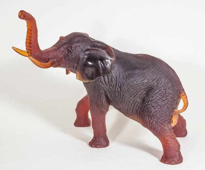 Daum Amber Glass Elephant