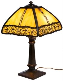 Handel Style Slag Glass Panel Table Lamp