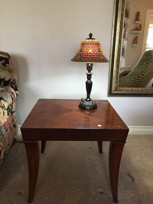 Side Table and Stained Glass Lamp