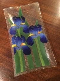 Signed art glass tray