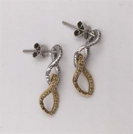 18K two-tone diamond earrings