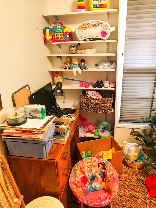 Kids toys, office supplies, desk