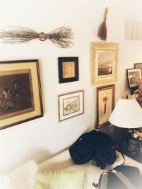 Lamp, couch, sofa, loveseat, art, farm broom