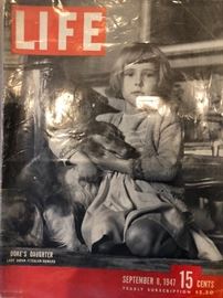 (6) LIFE Magazines  dtd Sept 29, 1941 / November 17, 1941 / April 1, 1946 / August 5, 1946 / September 8, 1947 / November 8, 1948 - Pre and Post WWII.  In sleeves. - Full set - $75