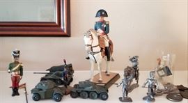 Antique French toys, center cold paint over metal ( uncertain if it is bronze) image of Napoleon on horseback