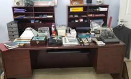 computer desk, office supplies