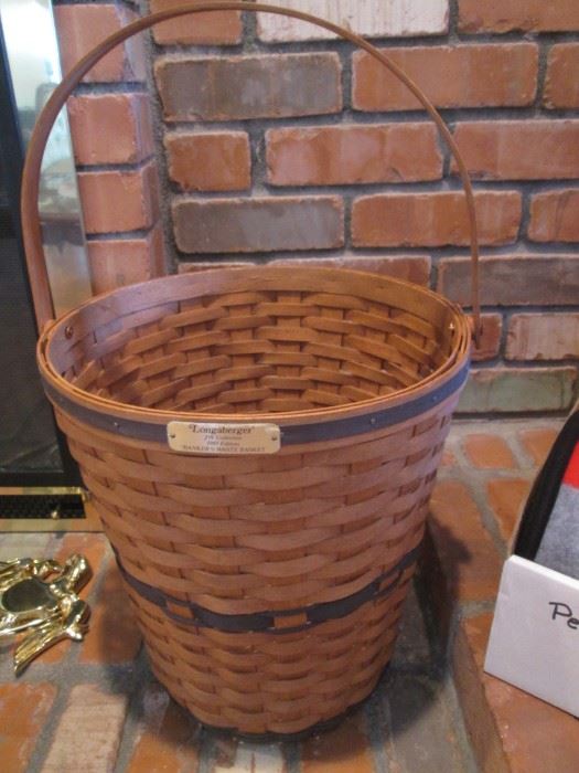 Longaberger Banker's Waste Basket, 1989 Ed. from the J. W. Collection, 14" high  X 13" diameter