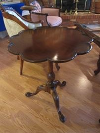 Round Scalloped Wood Table
