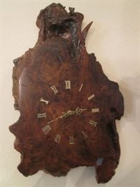 Wall-Mount Clock on Burled Wood