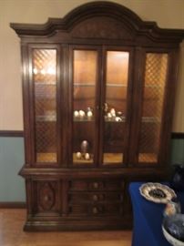 Oversized China Cabinet, Lighted. Plenty of Display and Storage for China, Glassware & Collectibles