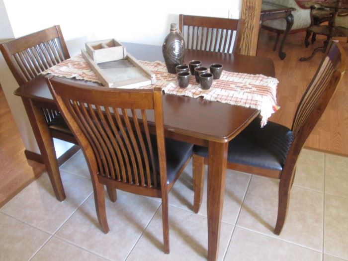 Dinette Set, Table/4-Chairs, Dark Wood, 48" X 36"