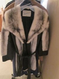 Fur and Leather Jacket with Belt By Natelson's, Omaha