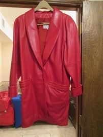 Red Leather Jacket By Wilsons, Size Small