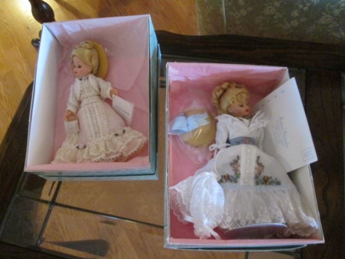 2-Madame Alexander Dolls with Boxes, each 10" Tall.     "Out For A Stroll" #27815                                                                   "Victorian Spring Promenade" #27810