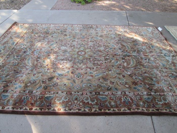 Room-Size Area Rug, 8' X 11' 100 % Wool, "Surya" from India. Darker Colors and Leaf and Floral Design, has been Cleaned!
