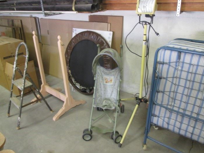 Work Light. Small Trampoline. Stroller