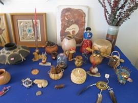 More SW and NA Pieces, Baskets, Feather Work, Drum and Doll