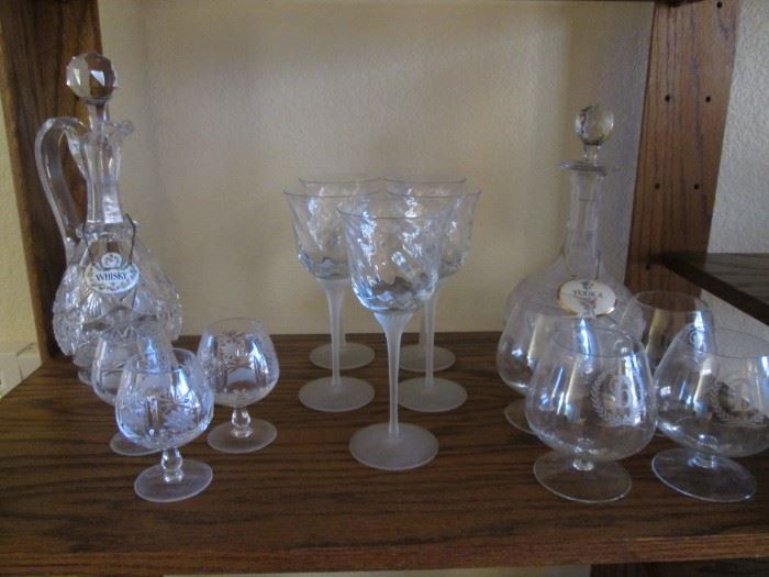Brandy Snifters with monogramed letter "B" + other Barware