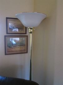 Torcher Floor Lamp, Brass and Glass