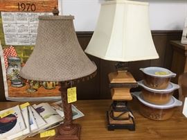 Lamps and Pyrex bowl set