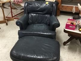 Blue chair and matching stool