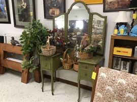 Vintage waterfall dresser and baskets