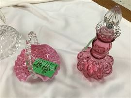 Basket and blown glass with stopper lid